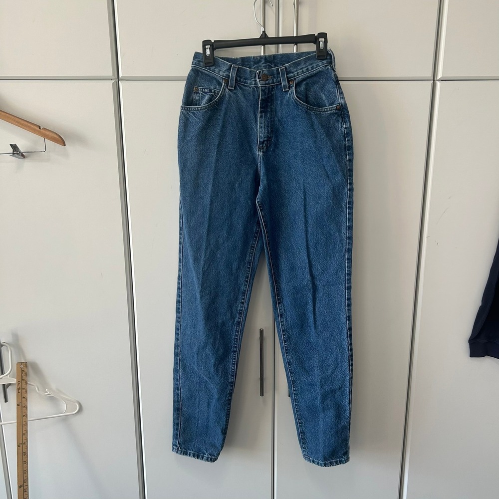 Lee Highβ Waisted Mom Jeans Medium Wash Tapered Leg Denim Pants Vintage 25x31